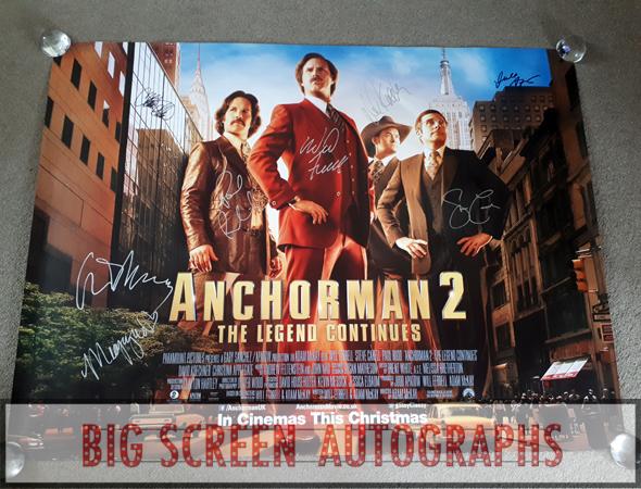 Anchorman 2Movie poster signed x 8