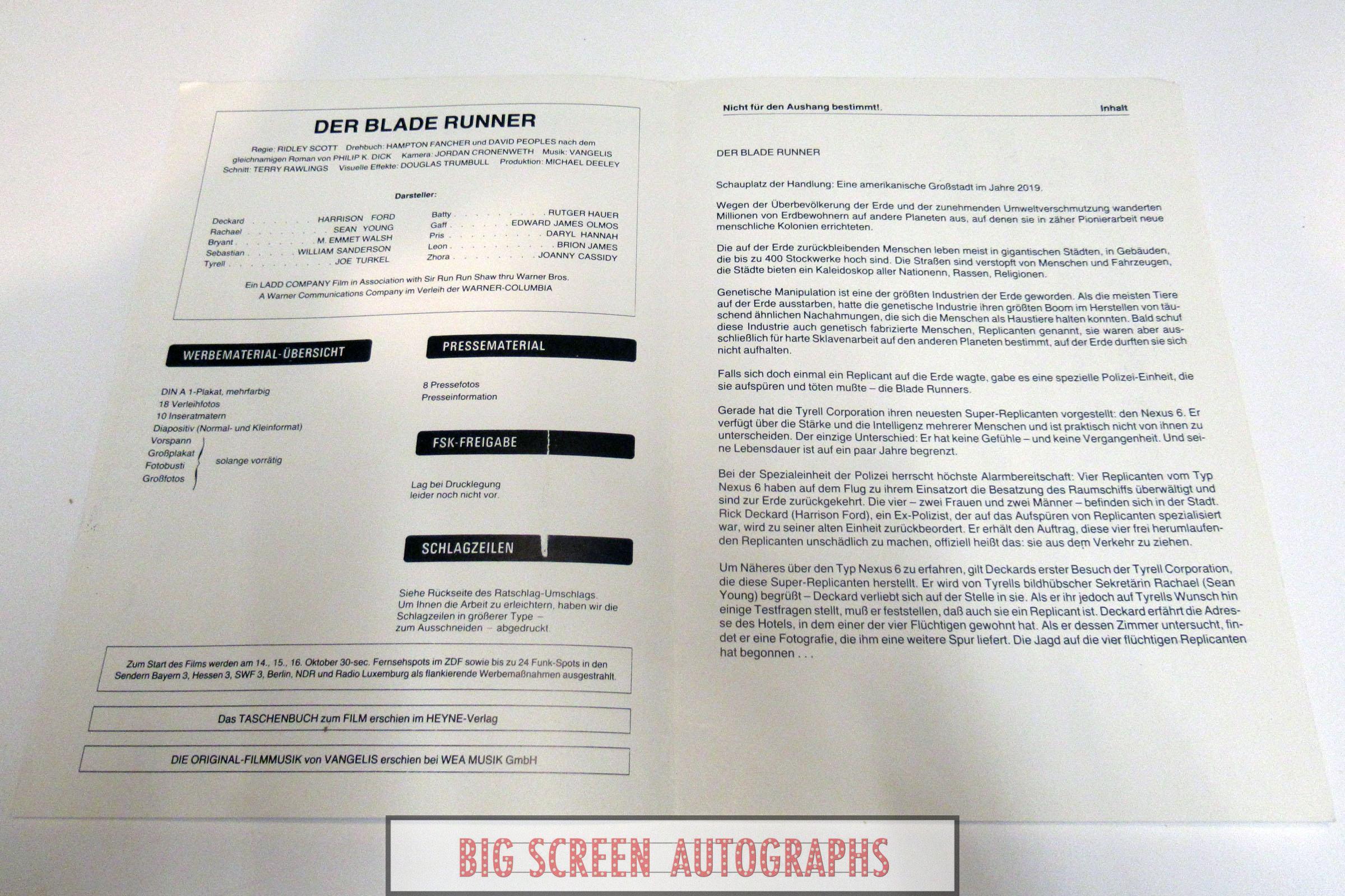 Blade Runner original press folder - Image 2
