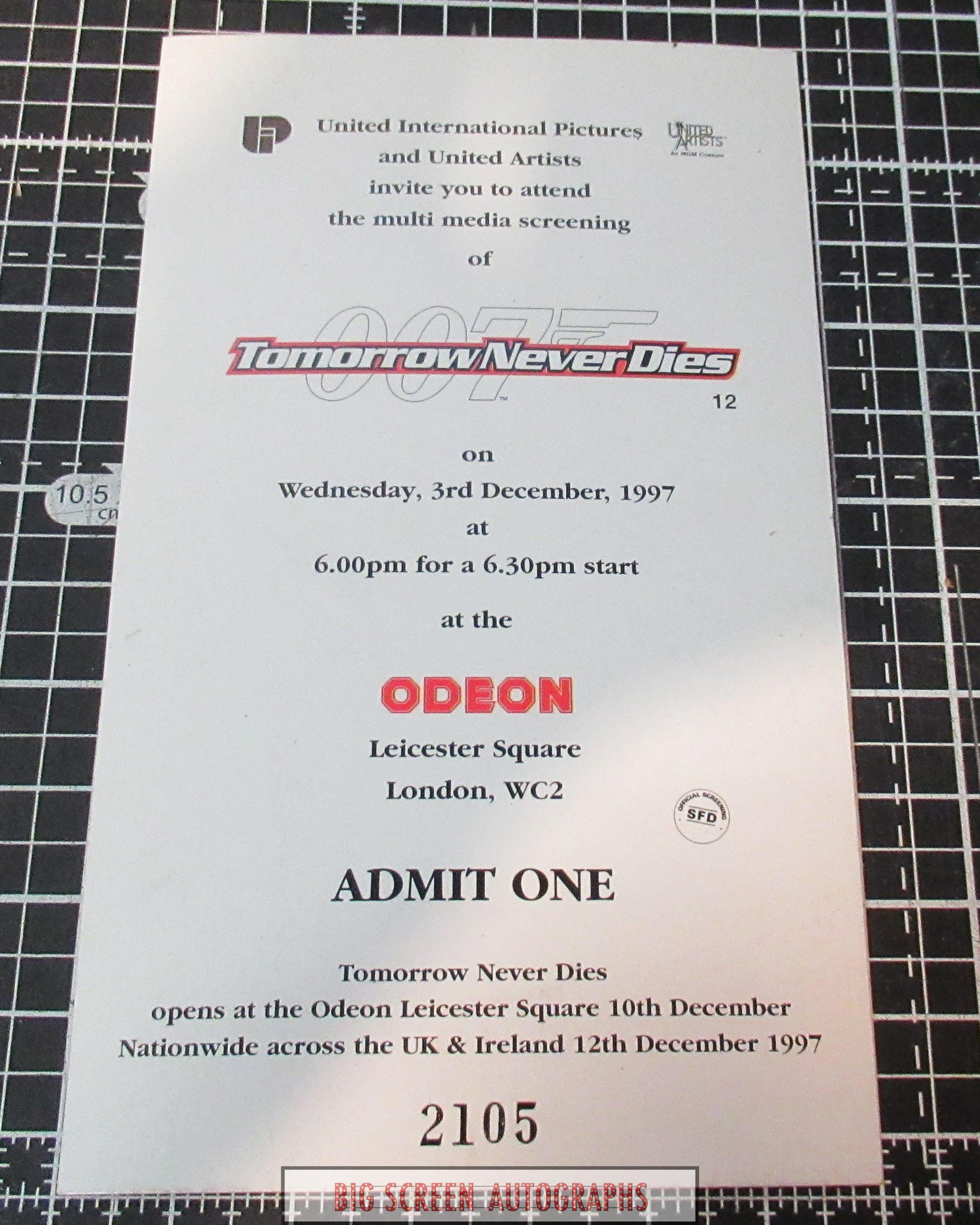 Tomorrow Never Dies screening ticket - Image 2