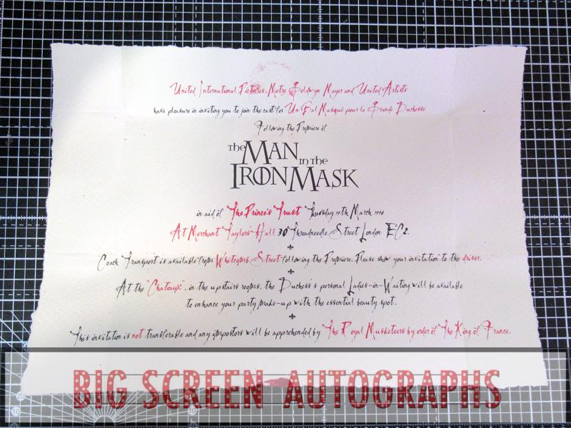 The Man in the Iron Mask premiere party ticket - Image 2