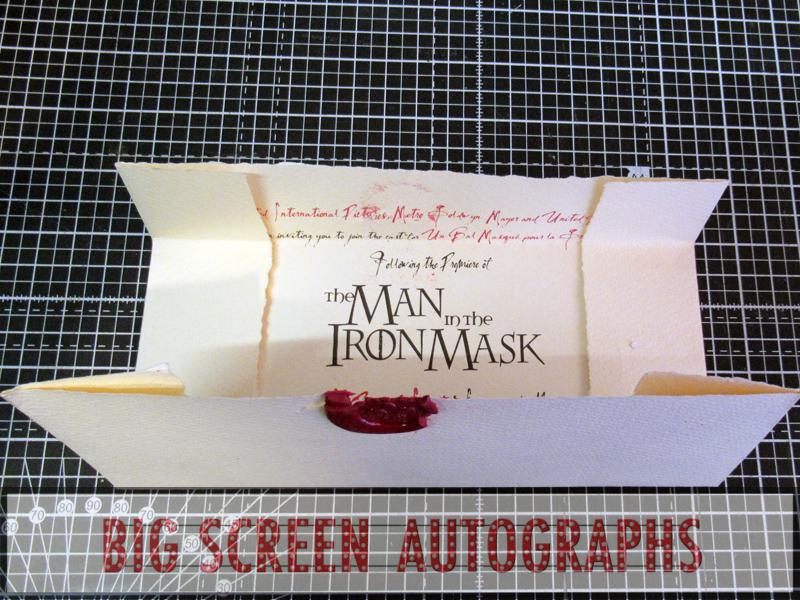 The Man in the Iron Mask premiere party ticket