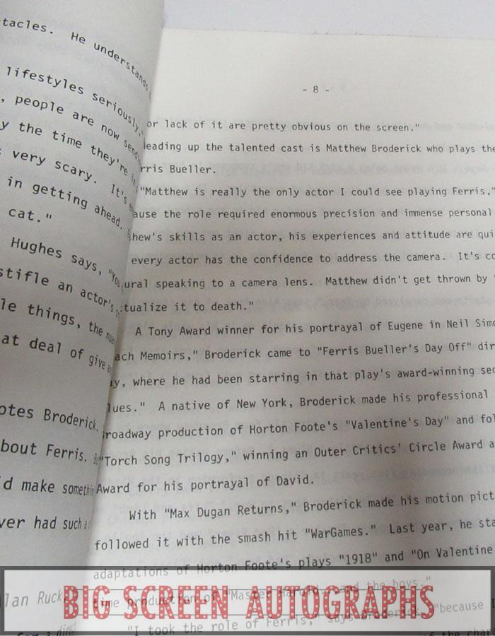 Ferris Bueller's Day Off production information - Image 2