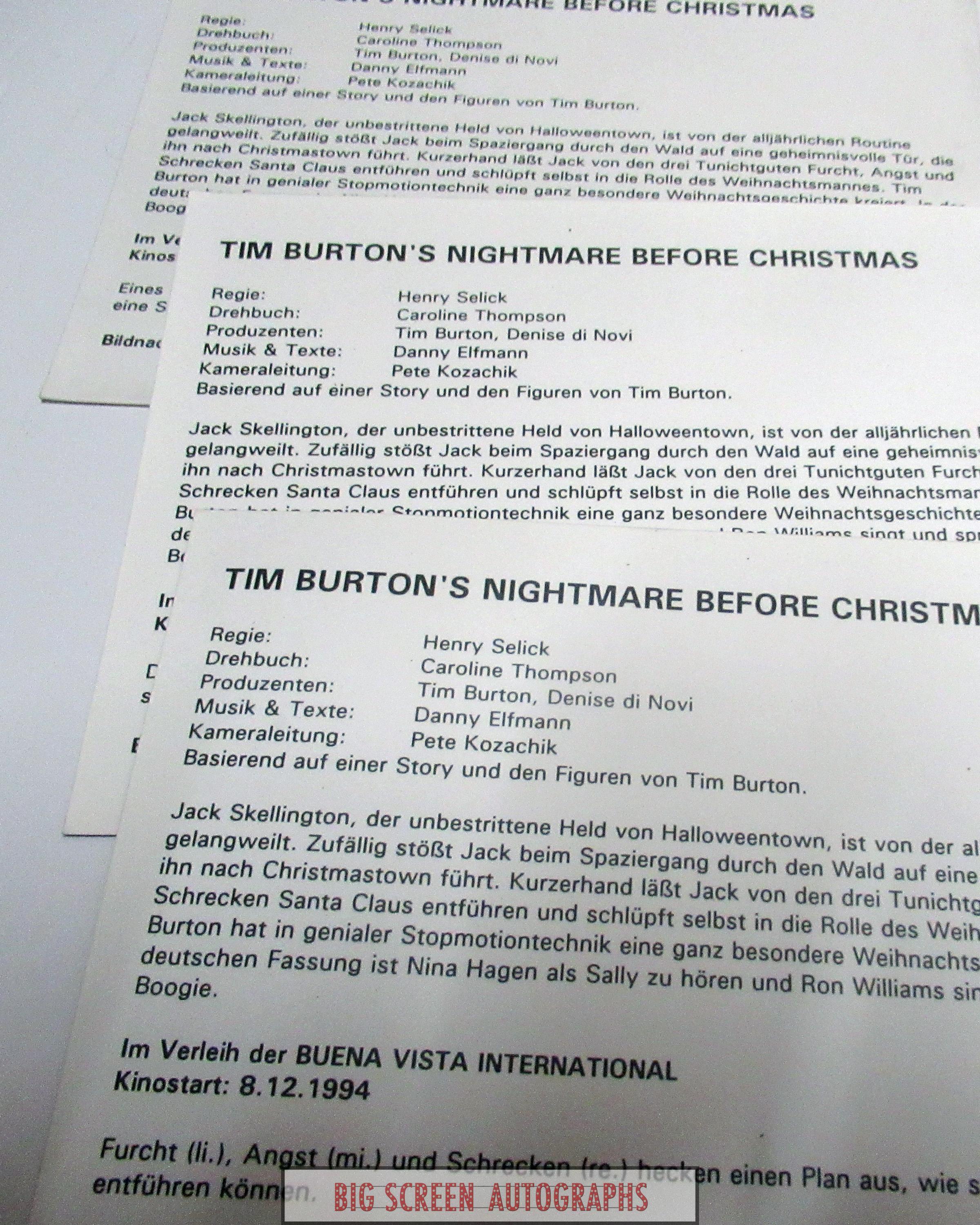 A Nightmare Before Christmas German press kit - Image 4