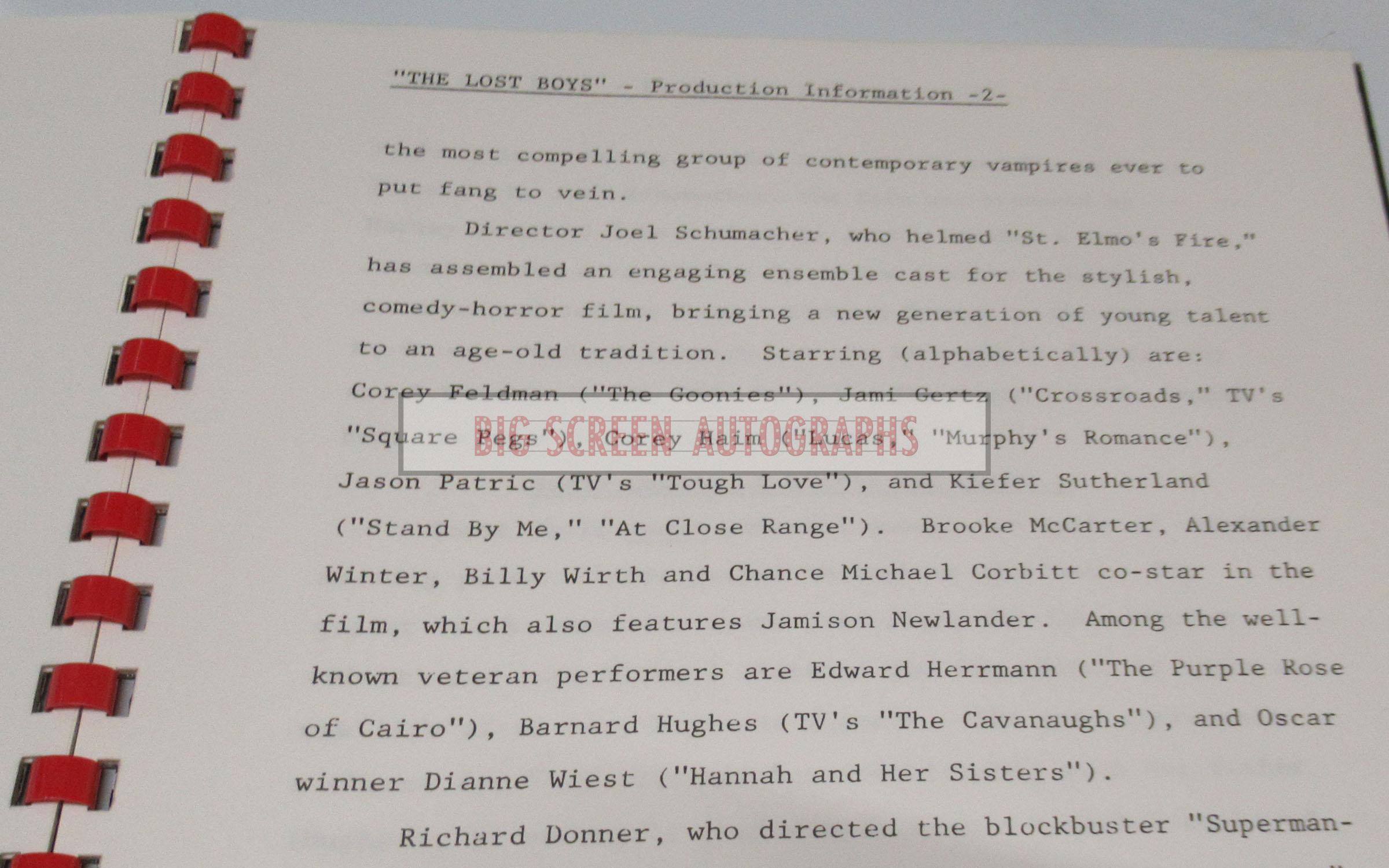 The Lost Boys original press kit - Image 3