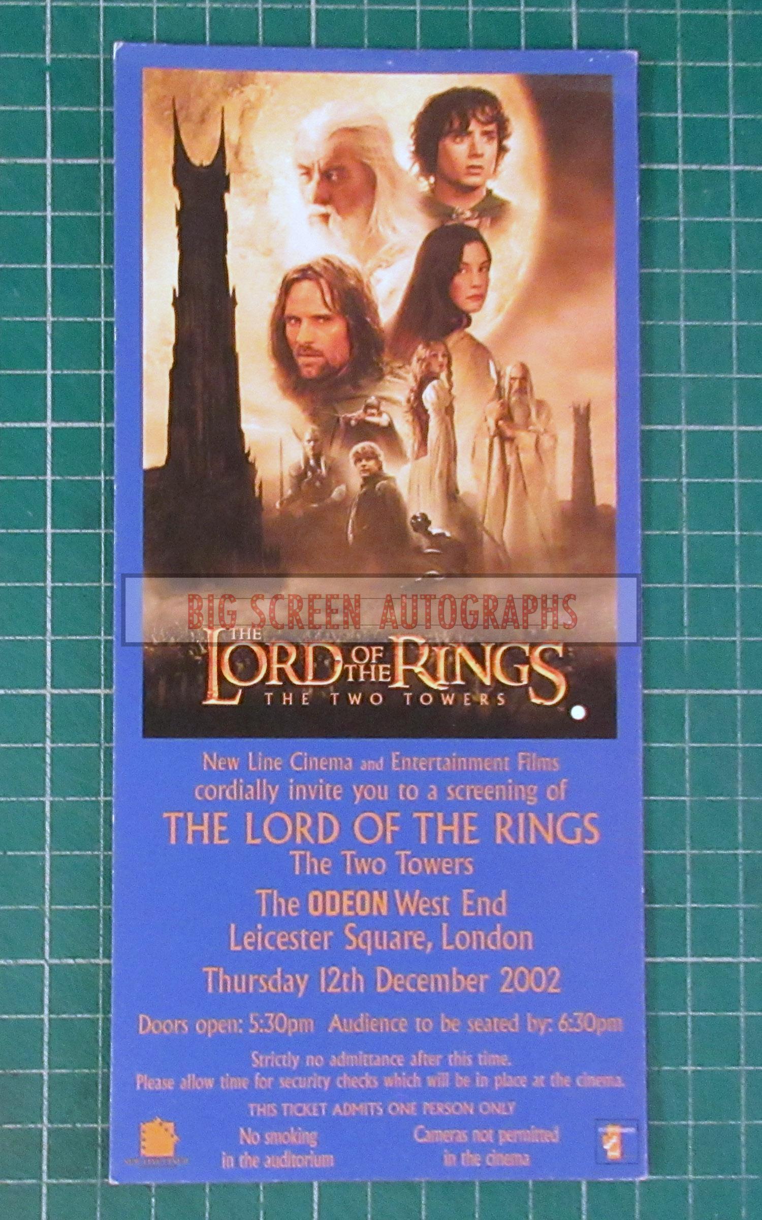 The Lord of the Rings Two Towers press screening ticket