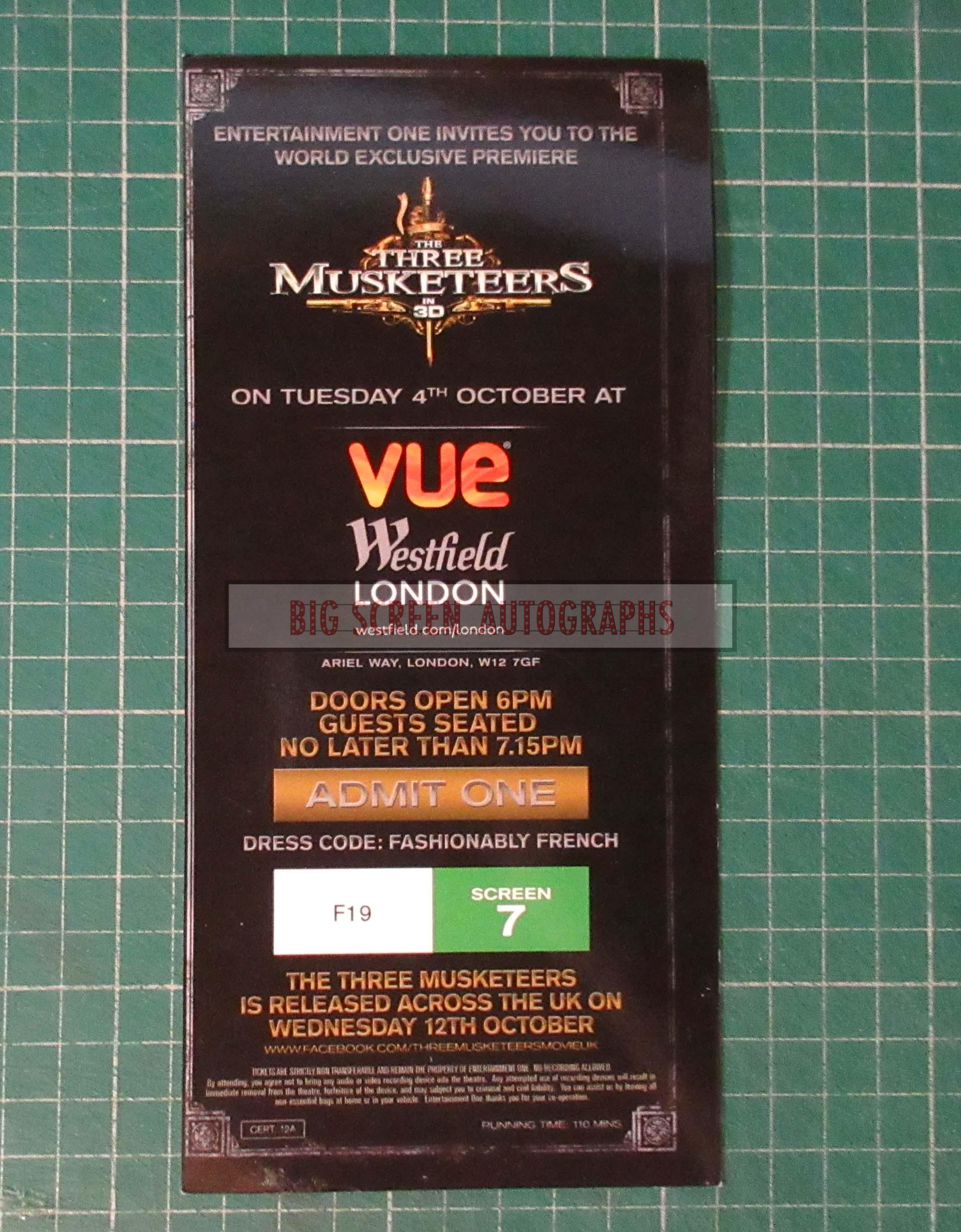 The Three Musketeers World premiere ticket C - Image 2