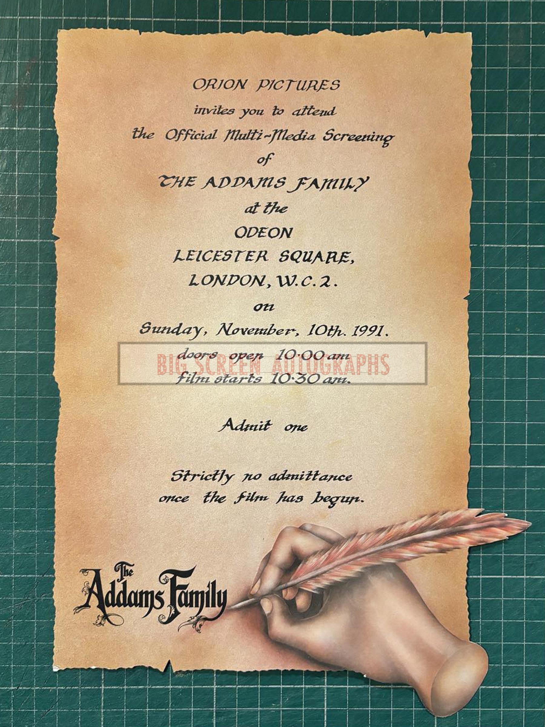 The Addams Family press screening ticket | Big Screen Autographs