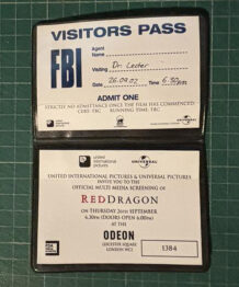 Red Dragon press screening ticket