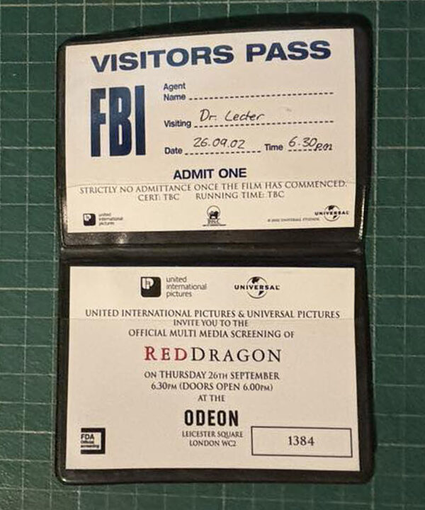Red Dragon press screening ticket | Big Screen Autographs
