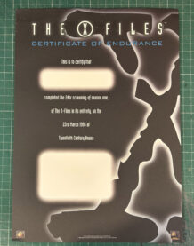 X-Files blank certificate of Endurance
