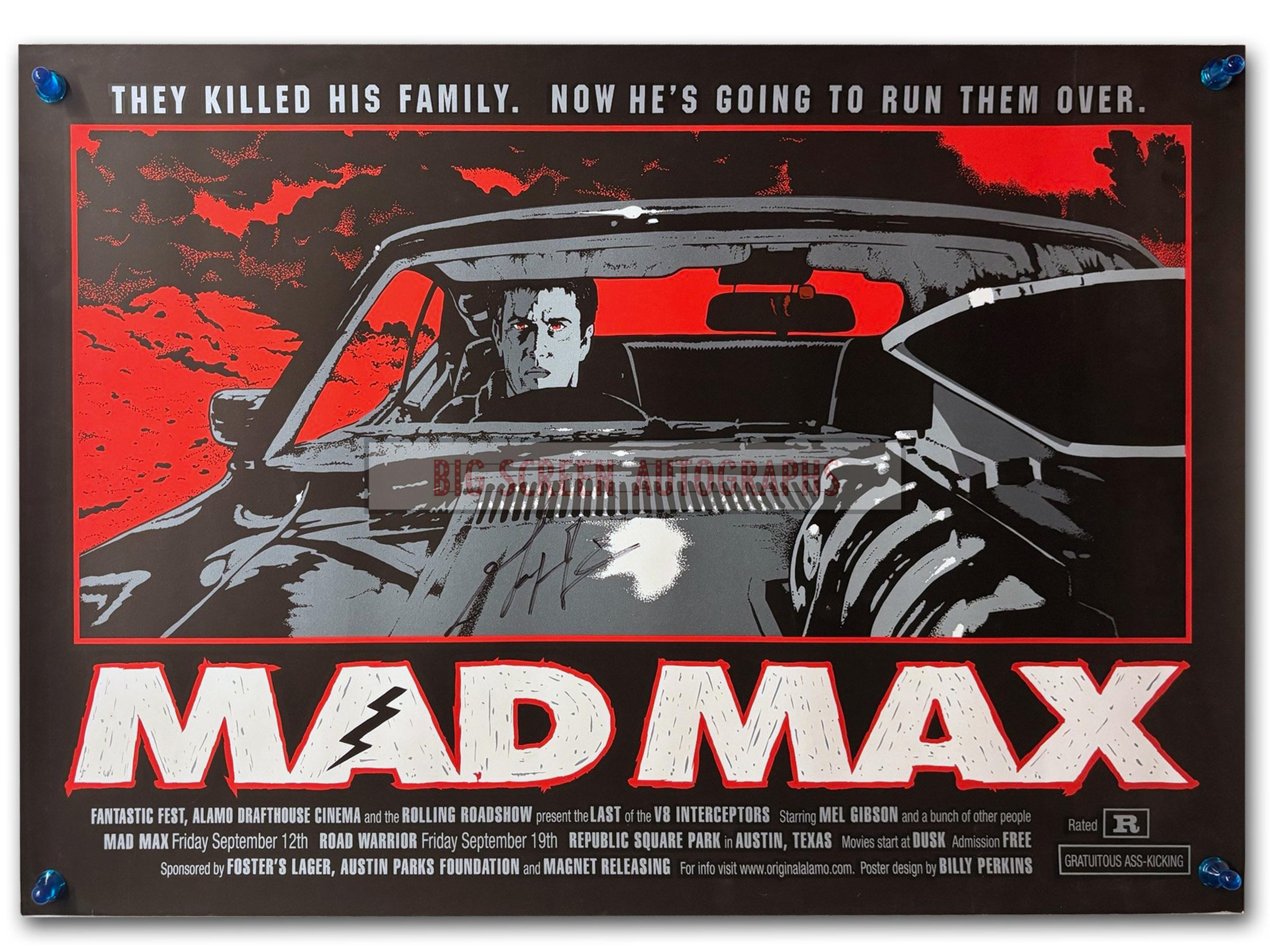 Mad Max Mondo poster signed by Mel Gibson