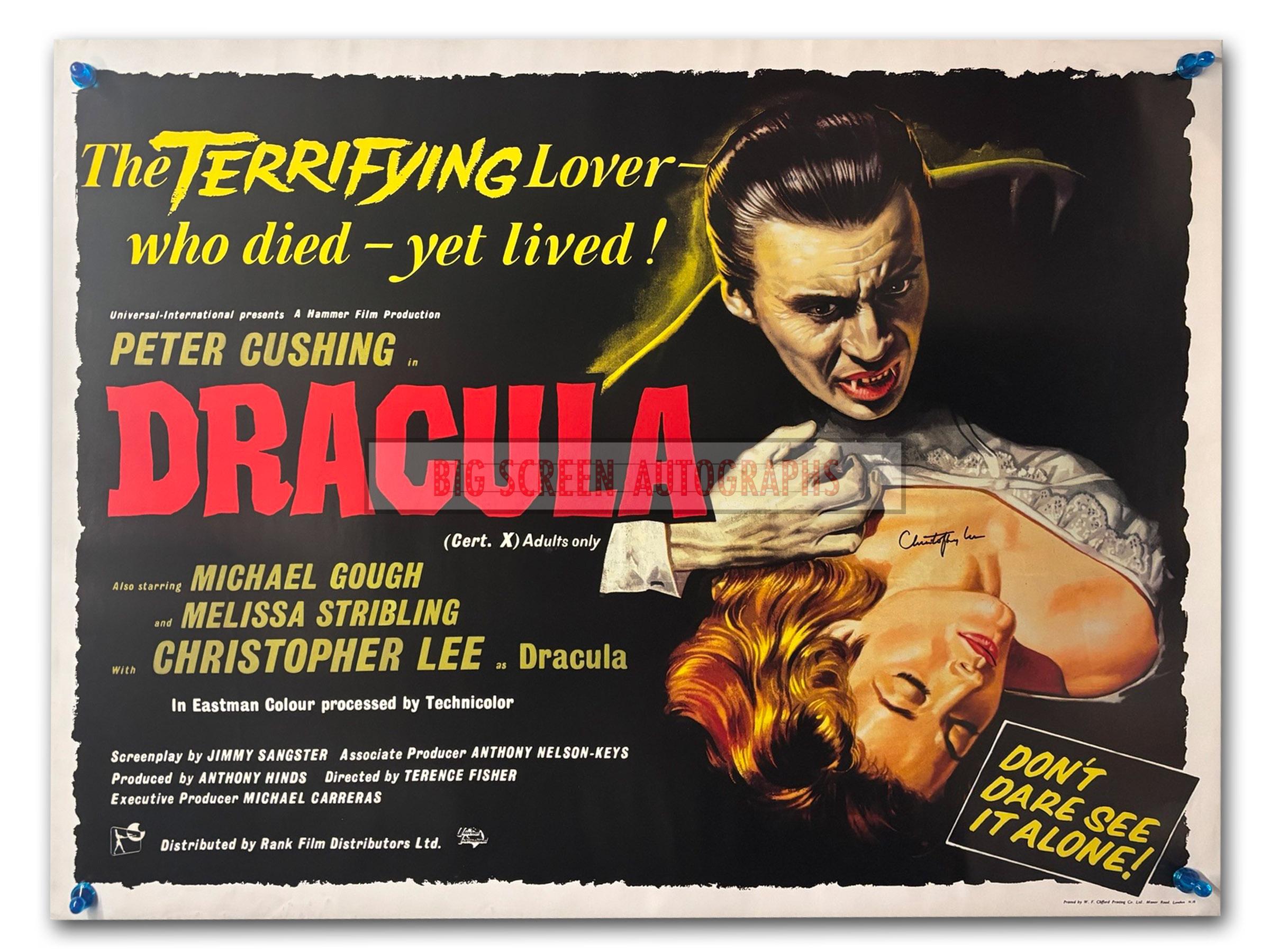 Dracula quad poster signed by Christopher Lee