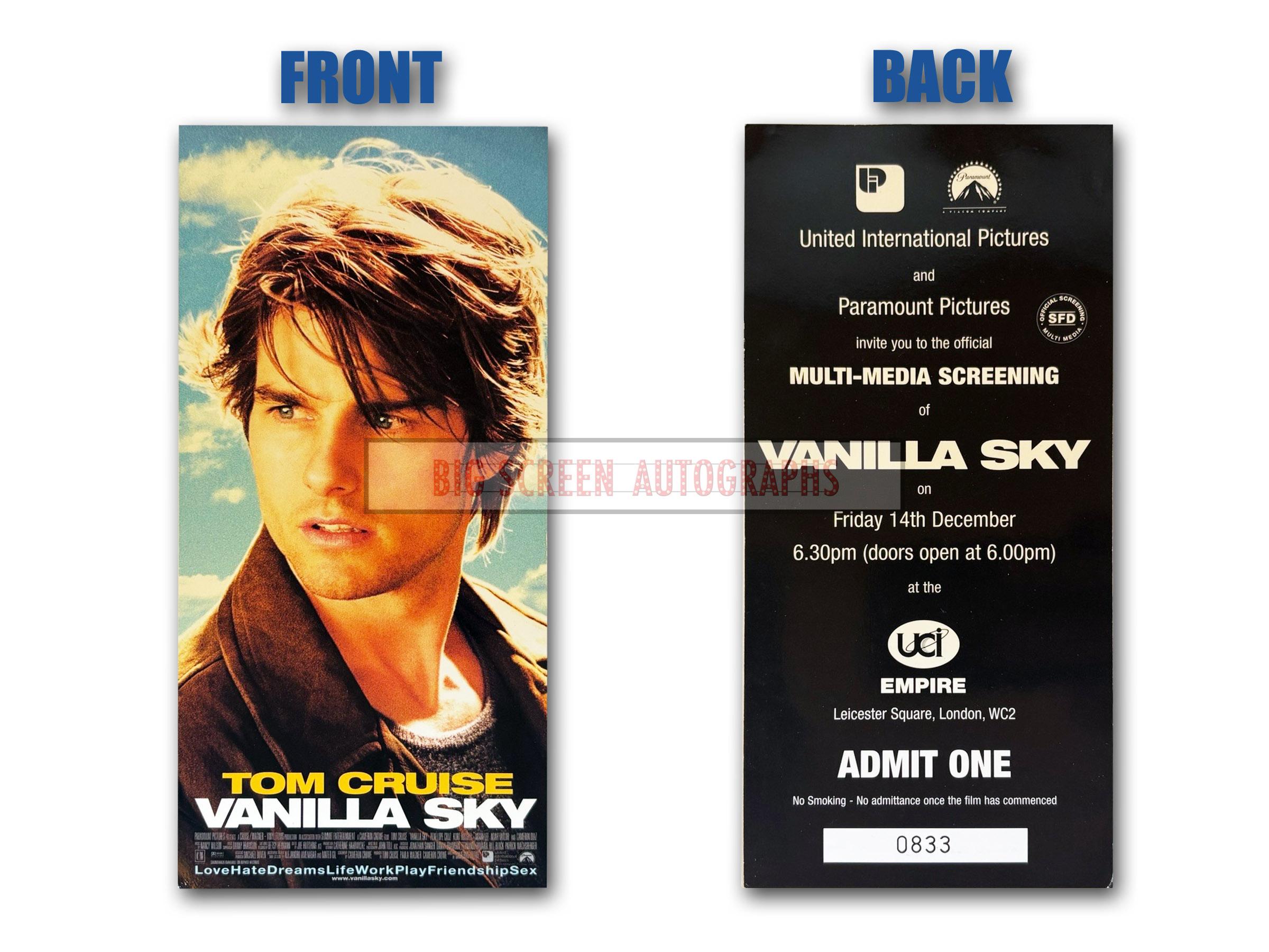 Vanila Sky press screening ticket