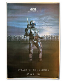 Star Wars Attack of the Clones Jango Fett signed bus shelter poster
